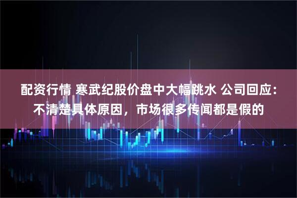 配资行情 寒武纪股价盘中大幅跳水 公司回应：不清楚具体原因，市场很多传闻都是假的